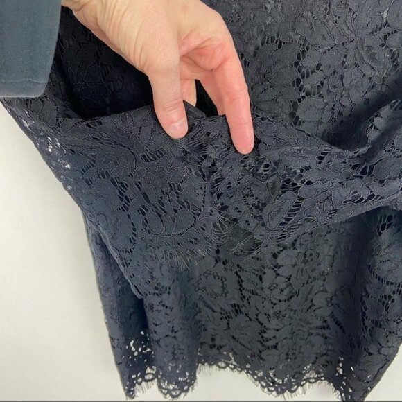 Oyamiki Short Sleeve Black Lace Crew Neck Blouse Top Size Large Romantic Boho L - Picture 6 of 14